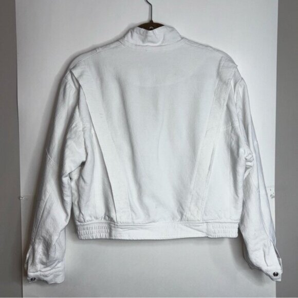 Blank NYC Women’s Medium White Cropped Jacket Full Zip Snaps Pockets Y2K Summer - Picture 16 of 16